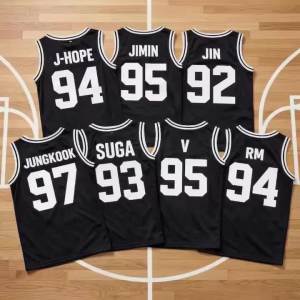 Bandai | Áo Thun Bóng Rổ Kpop Màu Đen Không Tay In Hình SUGA J-HOPE V Dành Cho Gia Đình Phong Cách Đường Phố Thể Thao Chất Liệu Polyester Dành Cho Trẻ Em Và Người Lớn