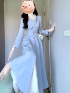 CHANGTONG | Gentle Style Waist-High Fitting Long Women Coat