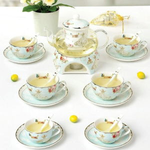 DANBIYIN | Fruit Flower Tea Pot Set English Afternoon Tea Candle Heating