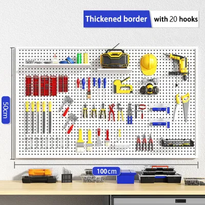 Pegboard Size（100x30cm）Hanging board Metal tool pegboard Wall storage board For tool storage and item placement Tool room Living room Kitchen