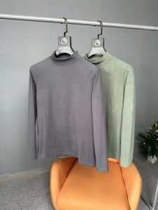 Double-Sided Cashmere Long Sleeve T-Shirt Comfortable Skin-Friendly Casual Half-High Collar Mens Autumn Winter Base Shirt