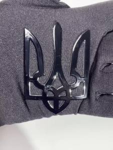 Biểu Tượng Hình Tam Giác Ba Nhánh Của Ukraina Màu Đen Dán 3D Biểu Tượng Tryzub Dán Cao Su Cho Ô Tô Xe Máy Kích Thước 2x3 Biểu Tượng Quốc Kỳ