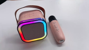 KINYO ลำโพงบลูทูธ ไมโครโฟนคู่ ของแท้ RGB มินิ พลังการ์ด TF ลำโพงคาราโอเกะไร้สายกลางแจ้ง 2024