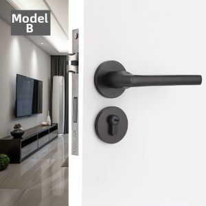 Sleek Black Solid Space Aluminum Interior Door Lock