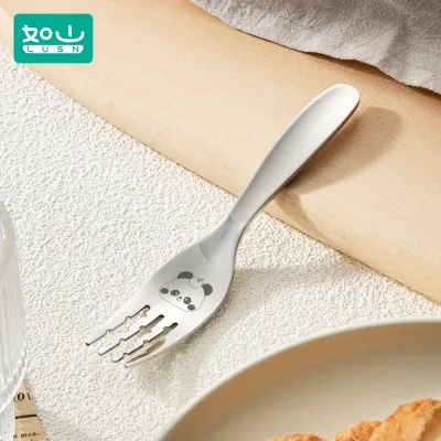 Food Grade Stainless Steel Baby Spoon Fork Small Soup Spoon Dessert Spoon Yuanbao Spoon Childrens Tableware Baby Feeding Supplies