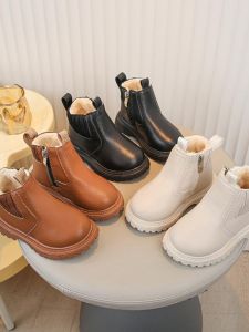 Childrens Martin Boots Waterproof Rubber Outsole Fleece Lined Low Cut Booties for Girls And Boys British Style Shoes for Toddlers And Infants