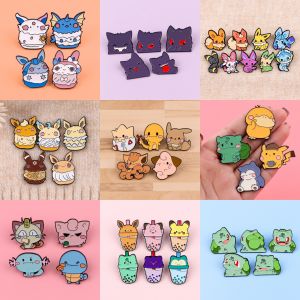 4-9pcs/set Japanese Anime Elf Enamel Pin Cute Monster Metal Brooches Lapel Badges Fantasy Adventure Jewelry Gift for Collectors