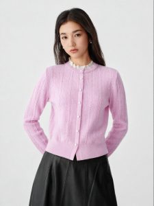 Koradior | Elegant Stand Collar Ribbed Wool Sweater