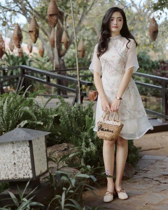 Áo Dài Nữ Cách Tân Kèm Chân Váy Mặc Tết TK30 | Shopee Việt Nam