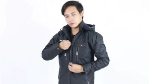 Jaket Zipper Pria GERINDRA Custom Desain Sporty Poliester