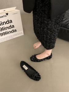 Giày Đế Bằng Mary Janes Kiểu Pháp Giày Đơn Lấp Lánh Bạc Giày Đế Bằng Mùa Thu Giày Đế Bằng Thường Ngày Cho Nữ