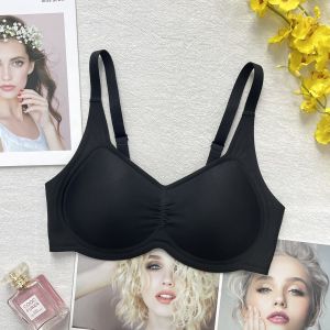 Cloud Sensation Thin Bare Feeling ผู้หญิง Bra No Trace No Steel Ring ชุดชั้นในที่มองไม่เห็น Jelly Strip Push Up ผ้าไนลอน