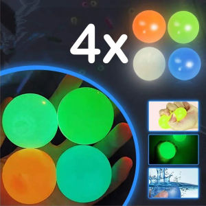 1-4Pcs Luminous Balls High Bounce Glowing Ball Sticky Wall Home Party Decor