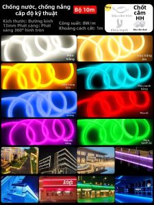 YUANMUXUAN | Dải Đèn LED Neon Mềm Dẻo Bảy Màu Chống Nước