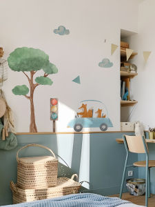 Nordic Forest Cartoon Wall Stickers DIY Creative Decoration Childrens Room Game Area Baby Photography Background Self Adhesive