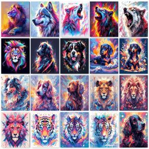 GATYZTORY DIY Painting By Numbers Paint Kit Dogs Painting Numbers Adults Crafts Diy Gift Home Decors On Canvas Coloring By Numbe