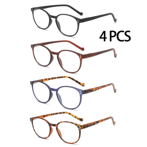 4PCS Four Pairs of Stylish and Comfortable Reading Glasses Anti-Blue Light Suitable for Men and Women of All Ages