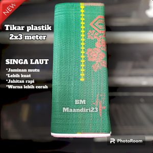 Tikar lipat plastik 2x3 meter tikar tenun plastik lesehan kuat tebal warna lebih cerah murah