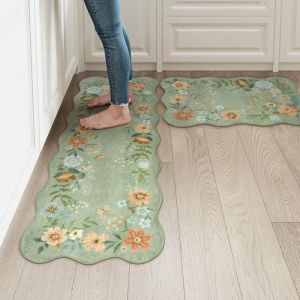 Thảm Nhà Bếp Hoa VIKAMA Thảm Chống Trượt Dạng Dải Dài Thảm Trang Trí Hoa Có Thể Giặt Được Thảm Trang Trí Nhà Cửa Để Sử Dụng Trên Sàn Trong Nhà