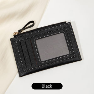 Minimalist ultra-thin coin wallet fashionable and portable PU leather wallet multifunctional credit card clip zipper card holder