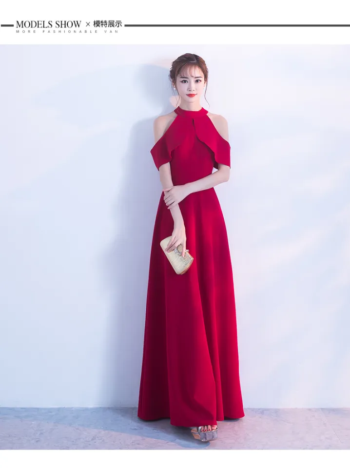 Evening Dress for Women 2018 New Halterneck Long Elegant Slim