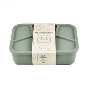 Silicone Bento BoxFourCompartmentsReusable Silicone Lunch BoxThickened and Leak-Proof Food-Grade Divided Lunch back to school