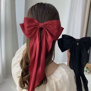 Tooyoo Korean Large Ribbon Hair Clip Elegant Long Bow Hairpin Multiple Colour Women Hairpins Headdresses Girls Princess Bow Hair Clip