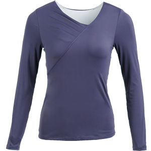 เสื้อยืดยูจิ เสื้อแขนยาวรัดรูปเซ็กซี่สำหรับผู้หญิงพร้อมแผ่นเสริมหน้าอก ทรงหลวม ระบายอากาศได้ดี ดูดซับเหงื่อ ทนทานต่อการยืดหยุ่น