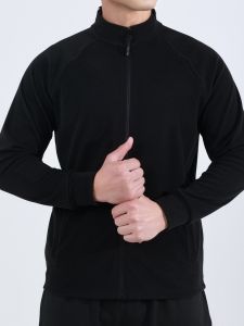 Mens Fashionable Double-sided Velvet Sportswear Casual Long-sleeve Thermal Stand Collar Zipper Solid Color Leisure Base Shirt