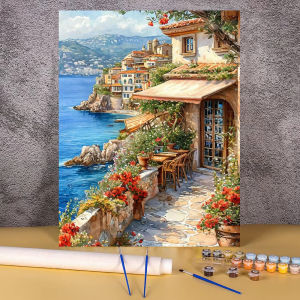 KAYOU | Picture By Number Town Seascape DIY Unframe Coloring By Numbers Paint on Canvas for Adults Home Decoration Painting