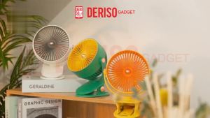 DERISO Mini Clip Fan Cooling Fan 720° Degree Adjustment Portable C1209 Baby Stroller Office Table Use with USB Charge