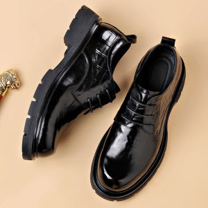 Leather Shoes Mens Casual Wedding Black Heightening Autumn Winter Genuine Leather Business Formal Shoes for Civil Servants