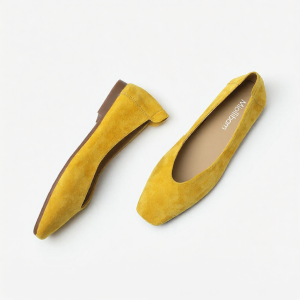 MIOLLIBARN | Suede Sheepskin Square-Toe Low-Cut Flat Comfortable Womens Shoe