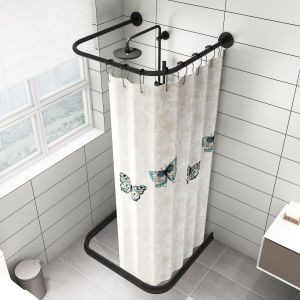 Waterproof No-drilling U-shaped Partition Bath Curtain