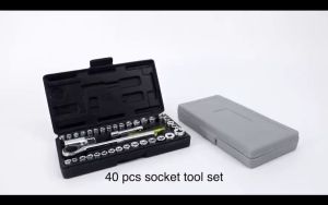 TLSA - Kunci Sok Shock Soket 40Pcs Set Tool Box dengan 1/4" Rachet Handle Wrench Tool Set Alat Otomotif Alat Perbaikan Rumah Set Perangkap