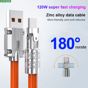 120W สายชาร์จสายชาร์จเร็วมาก180° การหมุนข้อศอกสายข้อมูลโลหะผสมสังกะสีชนิดสายชาร์จอย่างรวดเร็ว C
