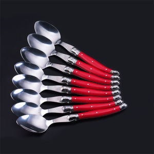 6pcs Stainless Steel Laguiole Cutlery Set Korean Cake Spoon for Hotel Home Bar Cafe and Office Long Handle Steak Fork Dinner
