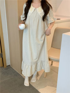 Cute Prince-Style Plaid Summer Couple Pajamas Set for Men and Women Short Sleeve Home Clothes Suitable for Casual Home Use