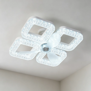 Smart LED Ceiling Fan Light 48W Remote Control 3 Speeds 2/4H Timer 3000K-6500K Energy Efficient for Living Room Bedroom E27