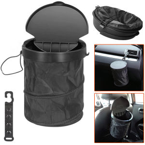 Foldable Car Trash Can with Lid Leak-Proof Waterproof Hanging Car Garbage Storage bag Car Interior Storage Organizing bag