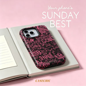 Potdemiel | Pink Gold Floral Art For Case For iPhone 17 16 15 Pro Max TPU Anti-Scratch Outer Shell Raised Screen CaseChic