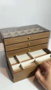 Walnut Style Jewelry Box 3/6 Layer Large Capacity Velvet Organizer for Ring Necklace Earrings Bracelet Storage Case
