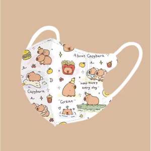 Khẩu trang Kapybala cho bé 3 đến 9 tuổi Mặt nạ chống nắng cho bé gái bé trai Capybara hoạt hình (Túi 10 cái) (14-27kg)