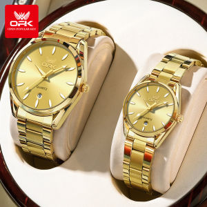 OPK Couple Watch Original Branded Sale Waterproof With Box Luxury Casual Stainless Steel Luminous Calendar Quartz Watch For Women/Mens