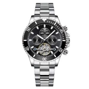 AILANG | AILANG Mens Tourbillon Automatic Mechanical Watch Luxury Skeleton Stainless Steel Wristwatch Top Brand Reloj Hombre