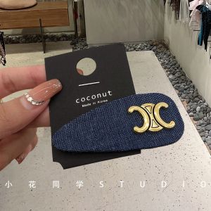 กิ๊บติดผมโลหะสีทองสไตล์ย้อนยุค สีน้ำเงินเข้ม กิ๊บติดผมแบบมีป้ายชื่อ คลิปกันหน้ากาก คลิปกันหน้ากาก BB ตกแต่งผม