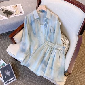 Slimming Fashion Sun-protection Shirt Vest Shorts Set