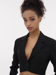 ANN ANDELMAN | Galaxy Sparkling Studded Black High Waisted Leisure Suit Jacket