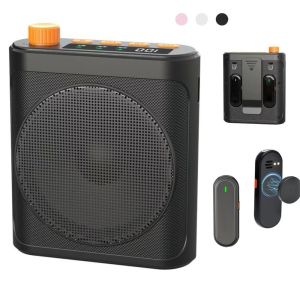 Rechargeable Voice Amplifier for Teachers 2 Mic with Magnetic Lavalier Wireless Microphone Portable Bluetooth Speaker Classroom