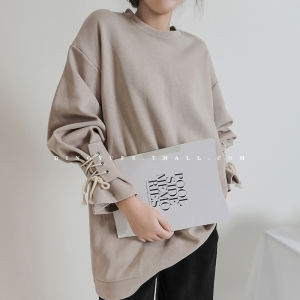 เสื้อสเวตเตอร์คอกลมแขนยาวผู้หญิงสไตล์เกาหลีแฟชั่นฤดูใบไม้ร่วงปี 2025 ทรงหลวม ผ้าฝ้ายผสมโพลีเอสเตอร์